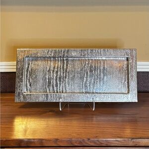 Rare🔹VTG Waterford Wood Grain Metal Long Serving Tray by Michael Aram (NWOT)